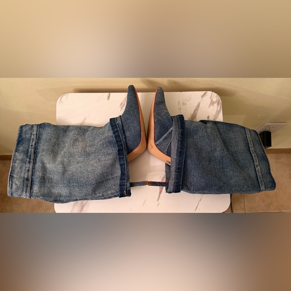 Azalea Wang Reeves Denim Boot Stilettos, Size 7, EUC - Picture 4 of 13